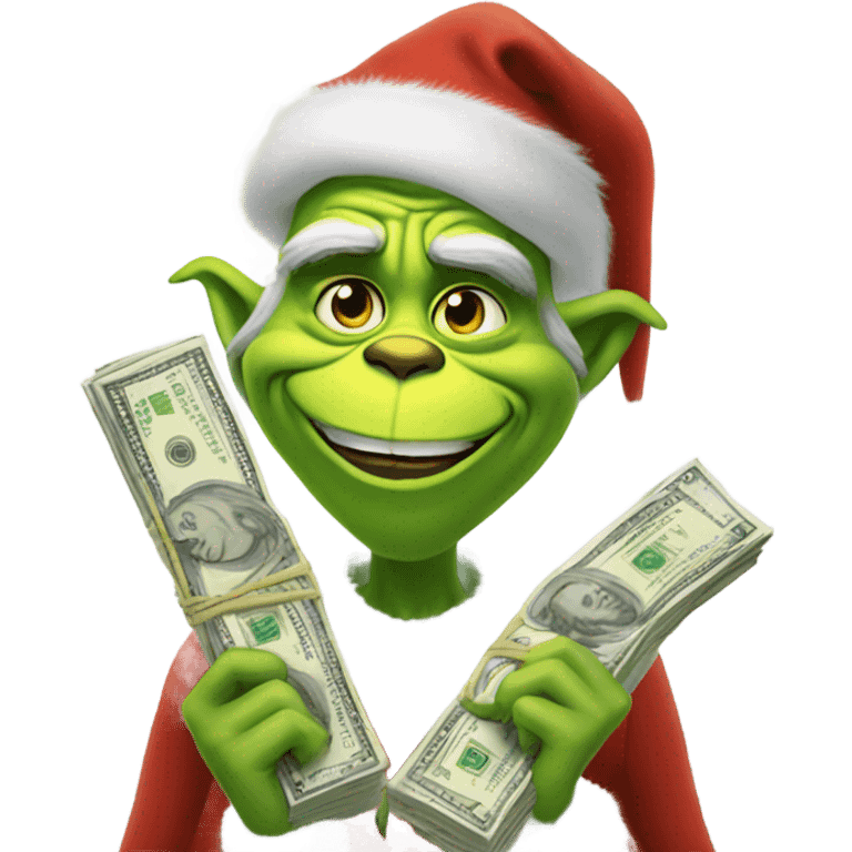 Grinch paying with money emoji