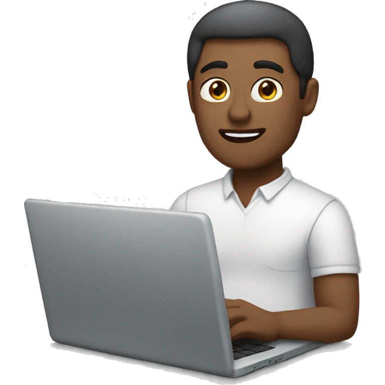 man working on laptop with skin tone #3 emoji