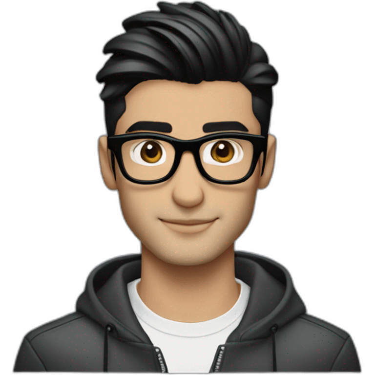 zayn malik confidently sporting a stylish pair of spectacles black hair emoji