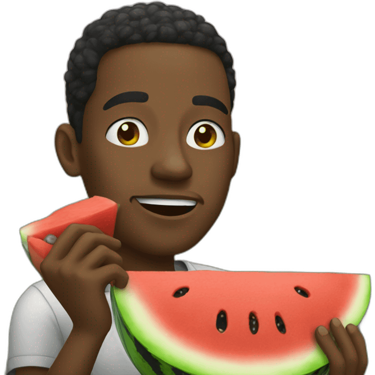 Black man eating watermelon emoji