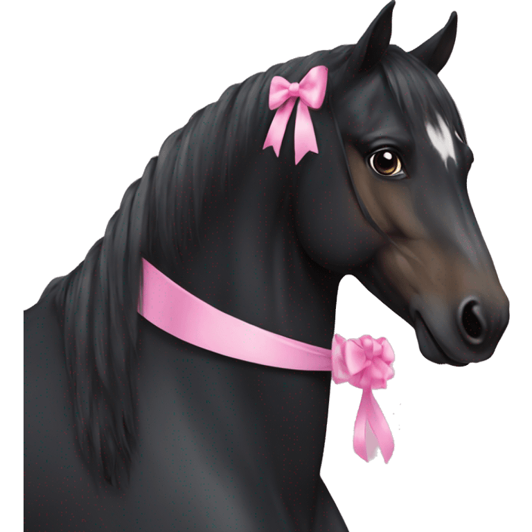 Black horse with pink bow emoji