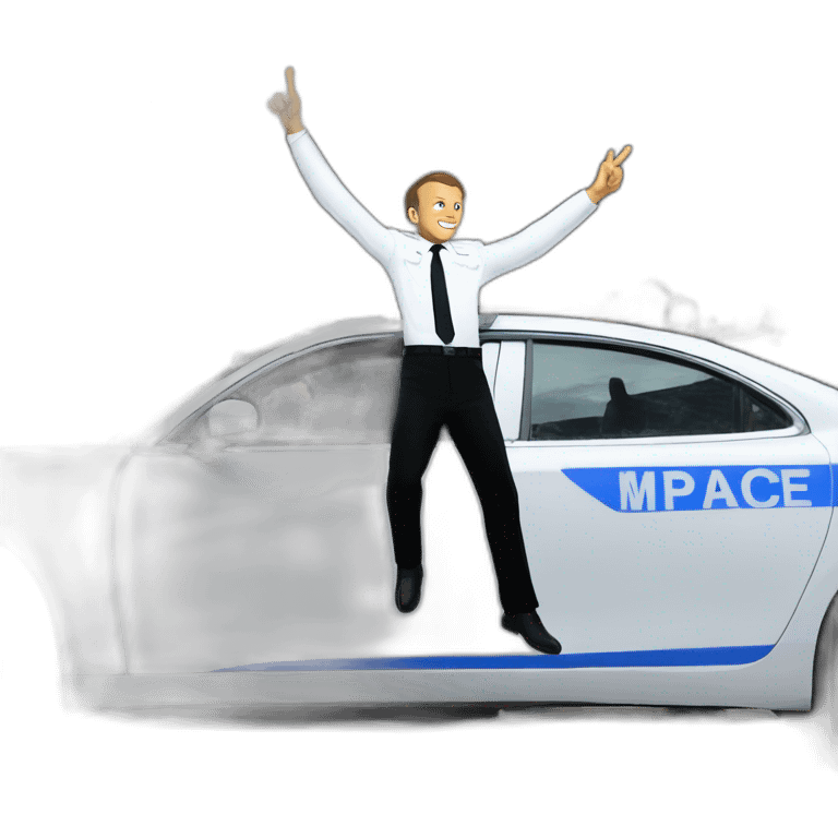 Emmanuel macron dancing on a police car emoji