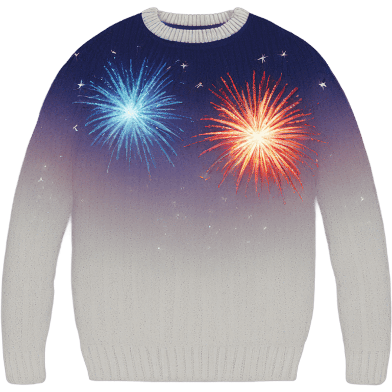 Knit sweater with firework glitter design emoji