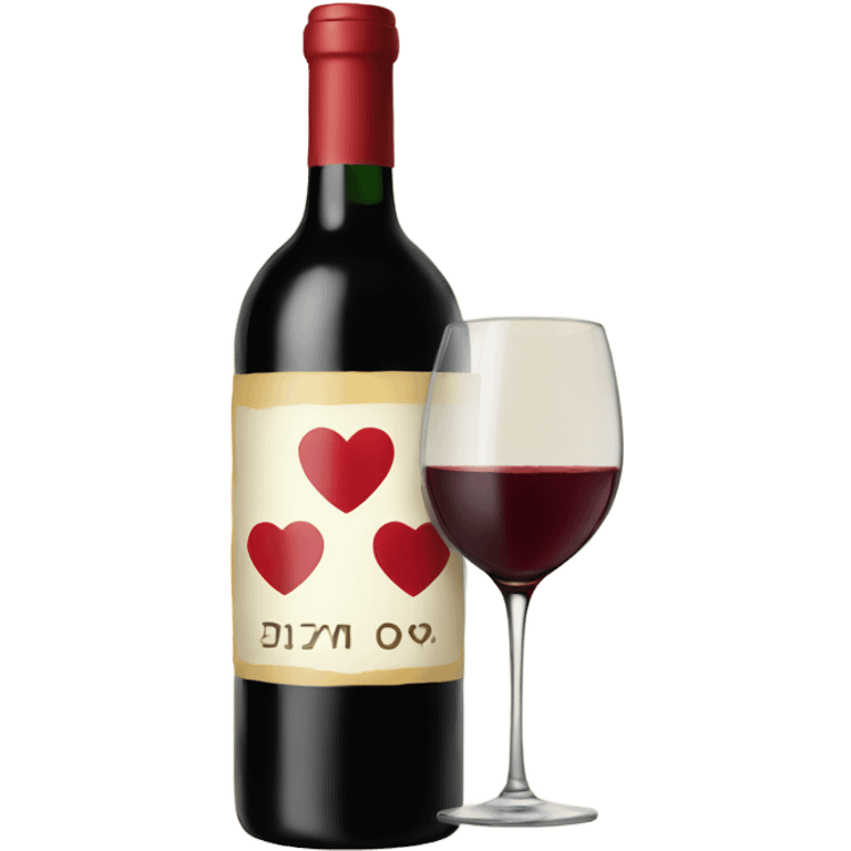 Wine with heart label emoji