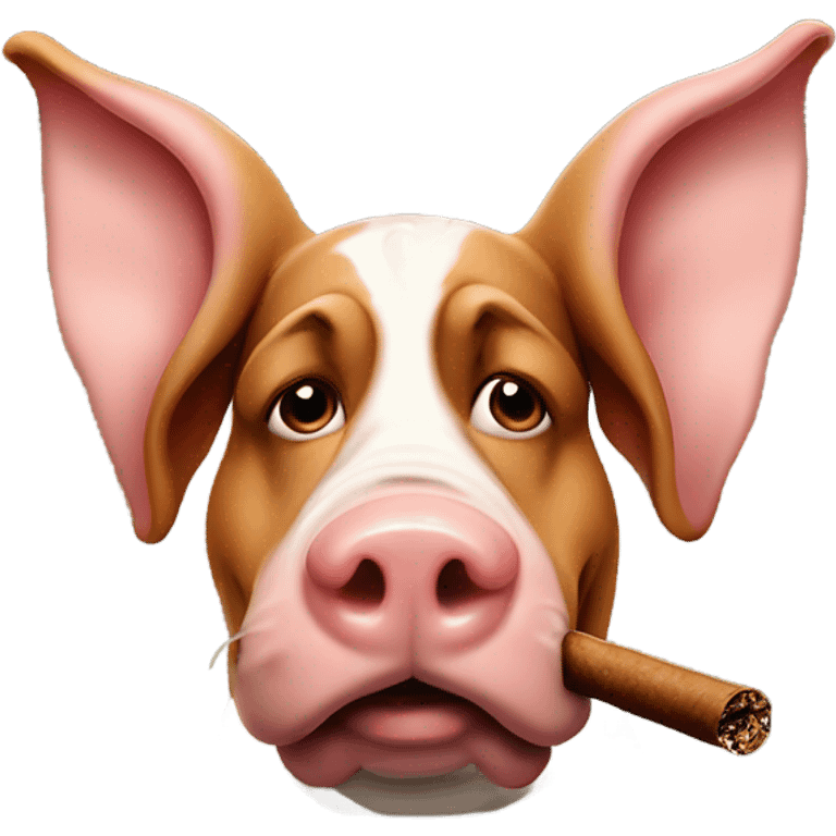 Pig with basset hound ears smoking a cigar emoji