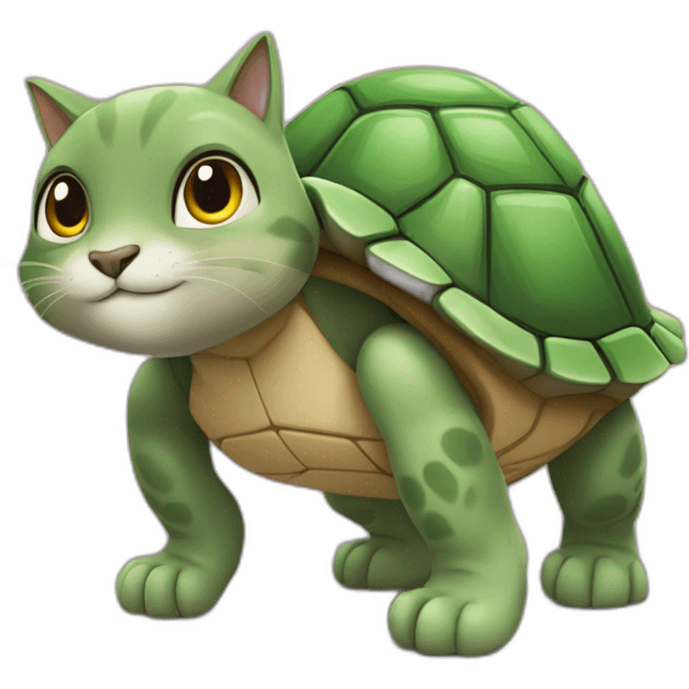 Un chat sur une tortue qui est sur un loup emoji