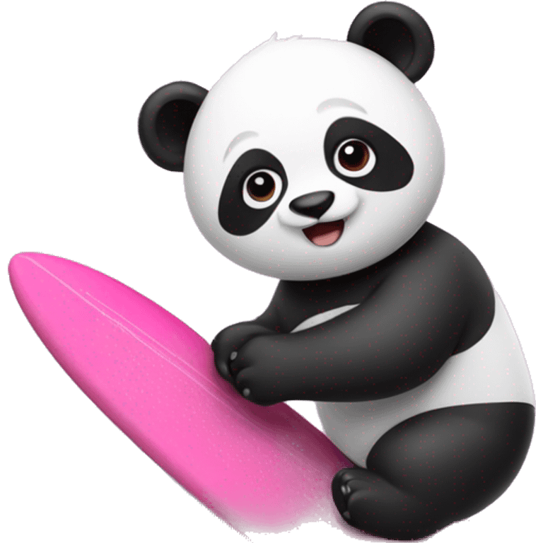 Panda wearing a tutu surfing on a pink surfboard  emoji