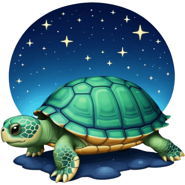 Turtle in mirror with night sky emoji