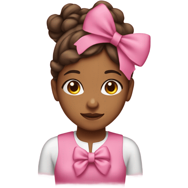 Brownskin girl with a pink bow in her head emoji