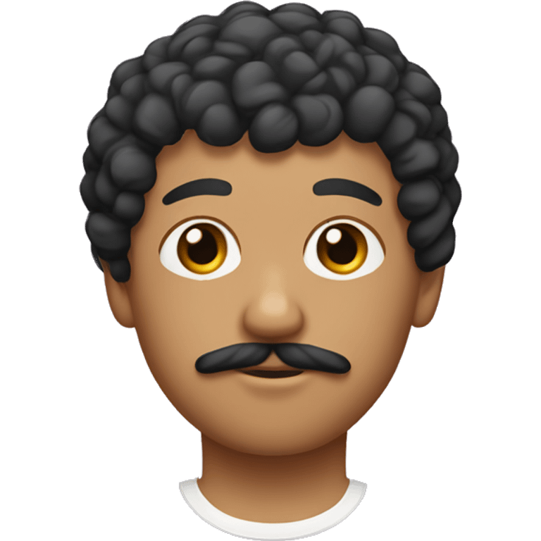 mexican with a bowl cut curly hair and mustache emoji