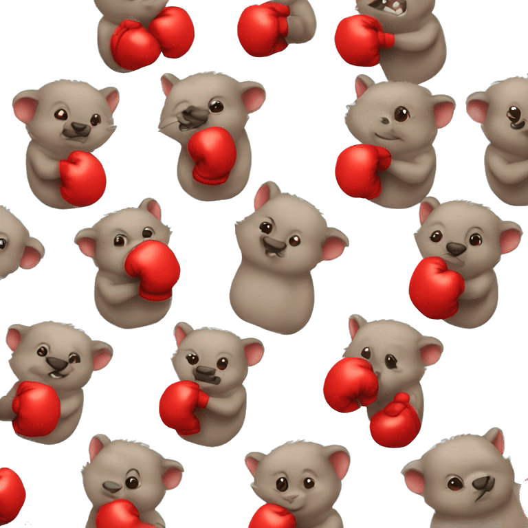 Cute wombat wearing red boxing gloves emoji