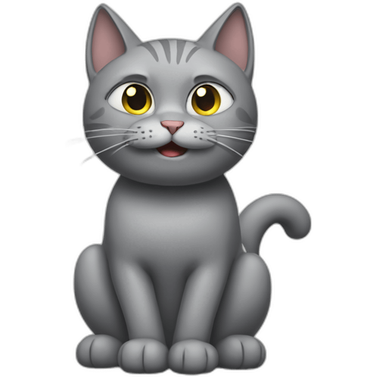 A grey cat throwing up emoji