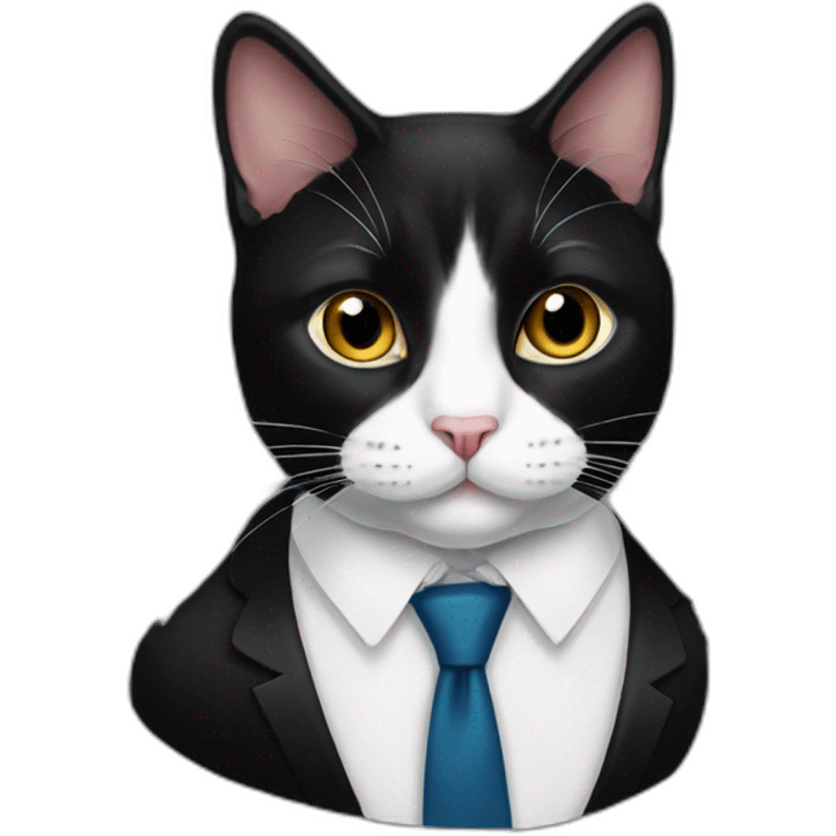 Tuxedo cat in tie, lot of black fur emoji