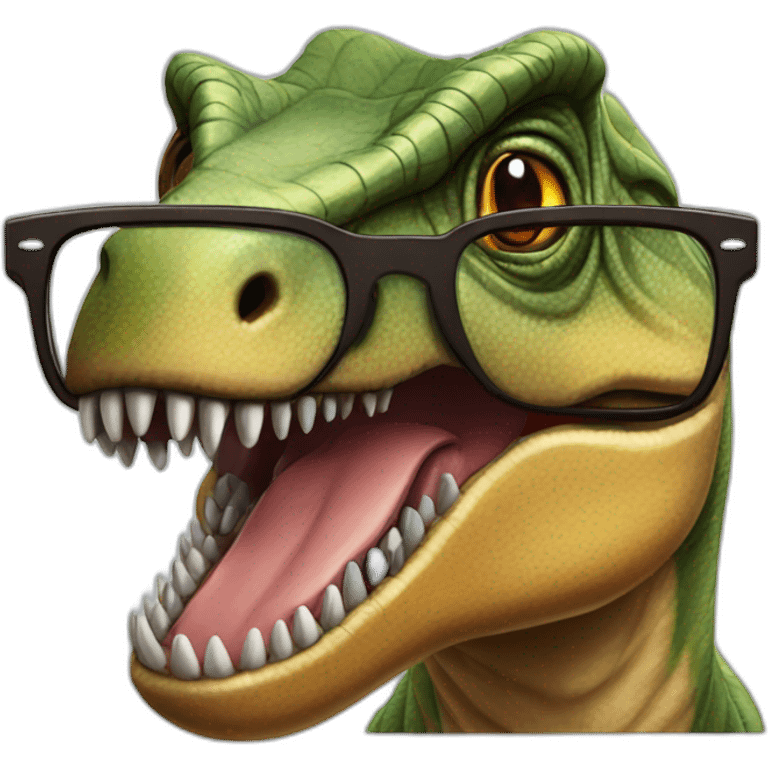 Jurassic Park T Rex wearing glasses emoji