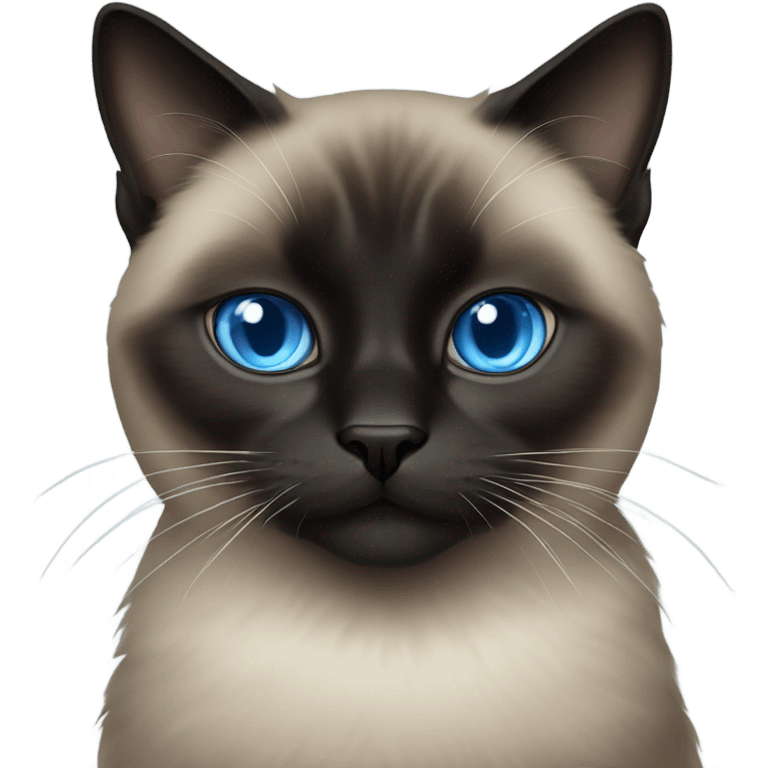 fluffy black siamese cat with blue eyes  emoji