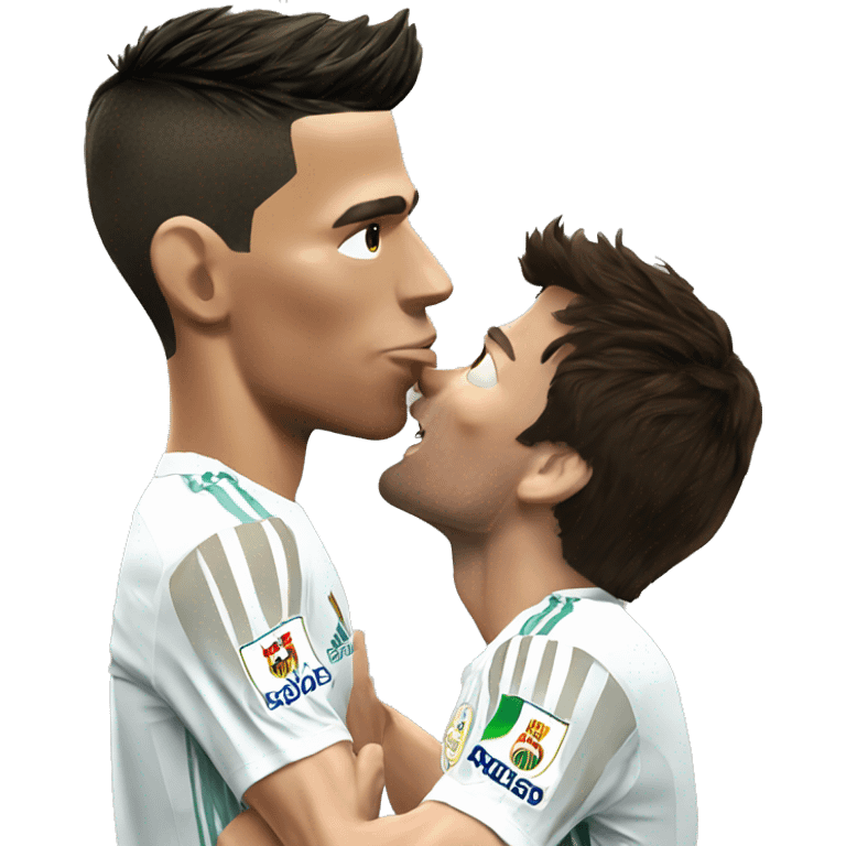 Cristiano Ronaldo kissing Messi emoji