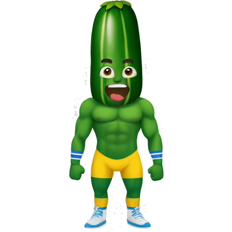 Cartoon zucchini in a wrestler’s uniform emoji