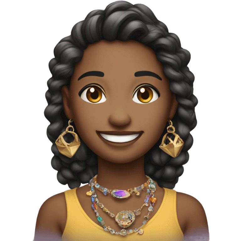 smiling girl with jewelry emoji