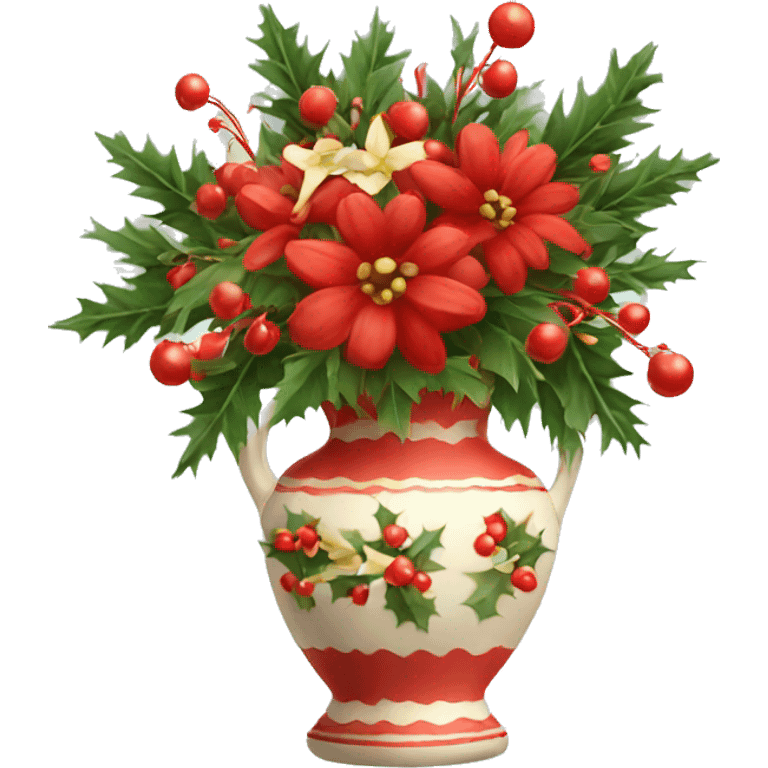 Christmas vase with flowers emoji