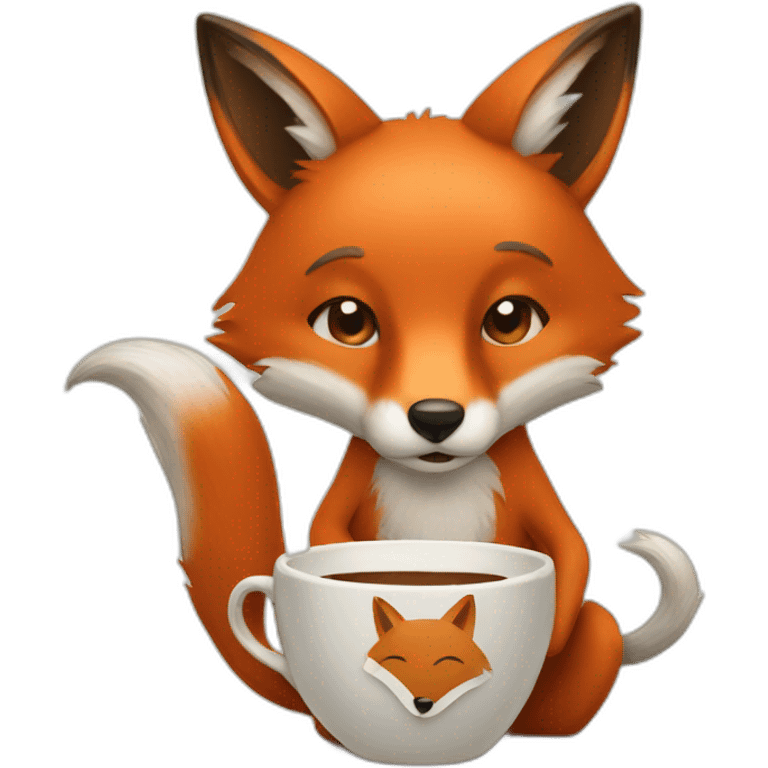 fox drinking coffee emoji