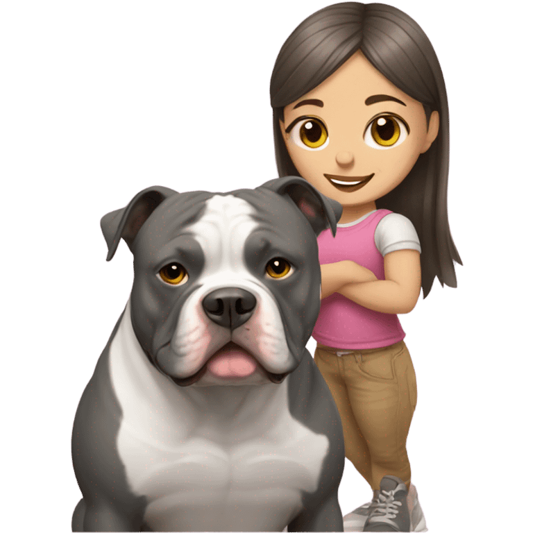 American bully and girl emoji