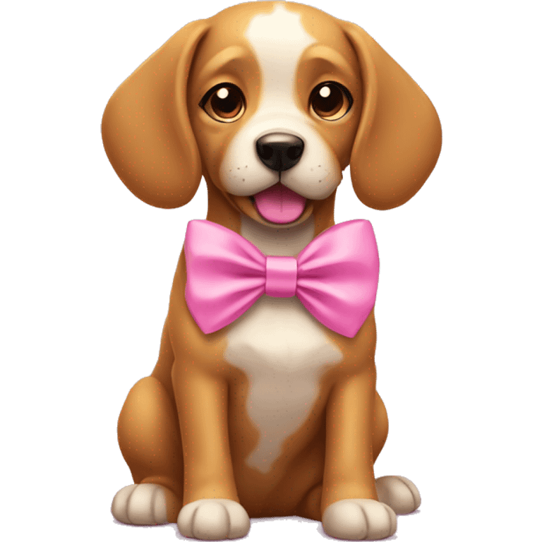 Dog wearing a pink bow emoji