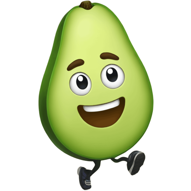 running avocado with energy emoji