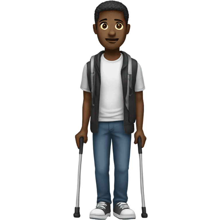 Black man on crutches emoji