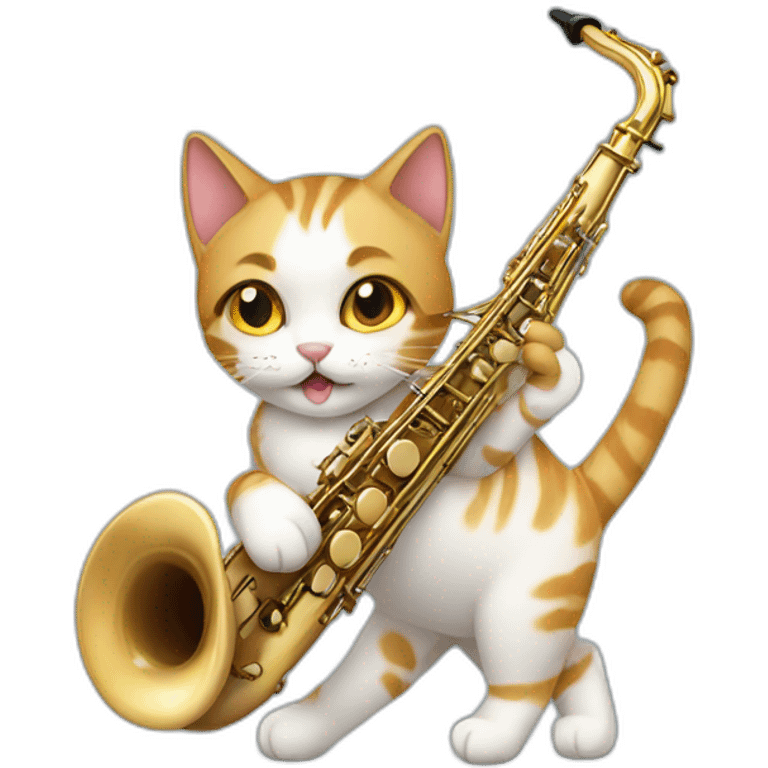 Saxophone playing American short-hair cat emoji