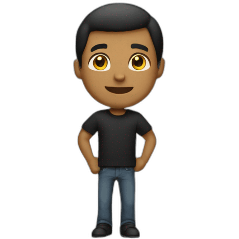 black-haired man in a black T-shirt handing out money emoji