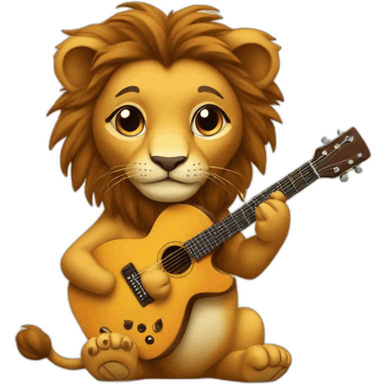  Young lion holding a guitar emoji