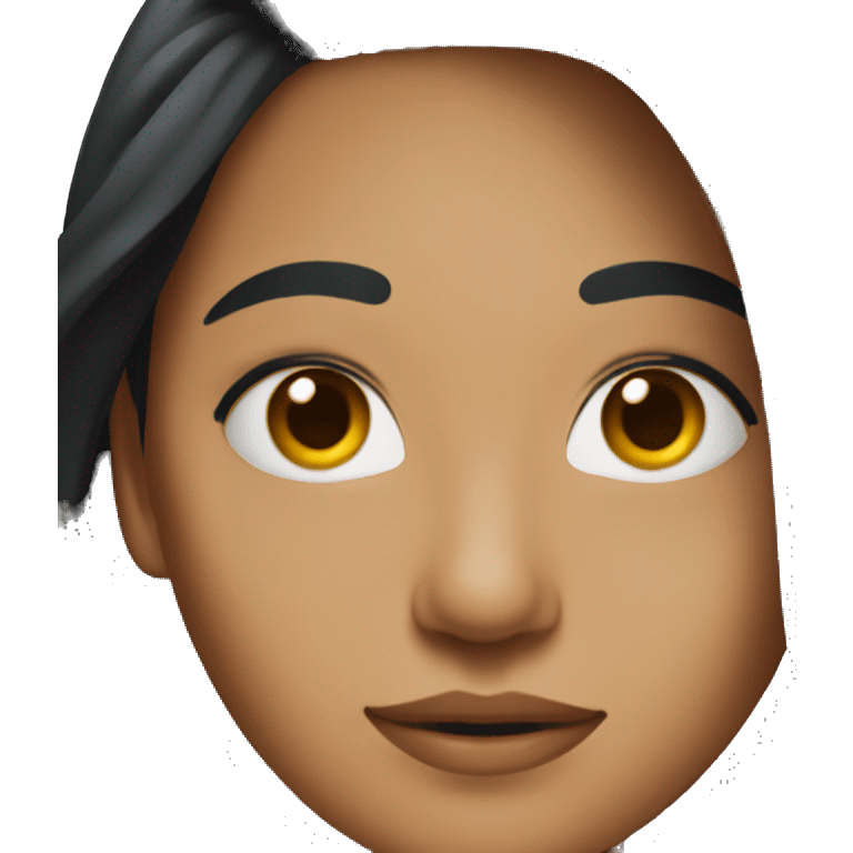 A 24 year old, Indian woman, with long black hair,   wearing a t-shirt. emoji