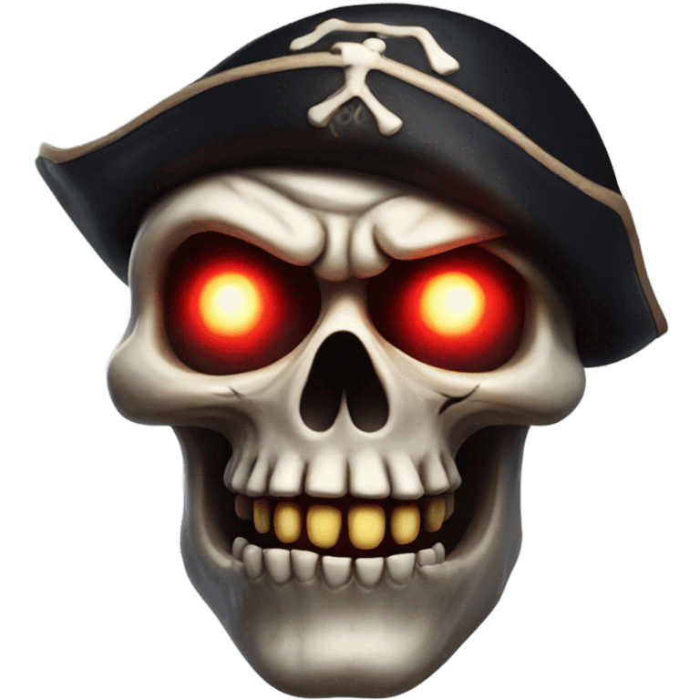 Scary pirate skull with glowing red eyes emoji