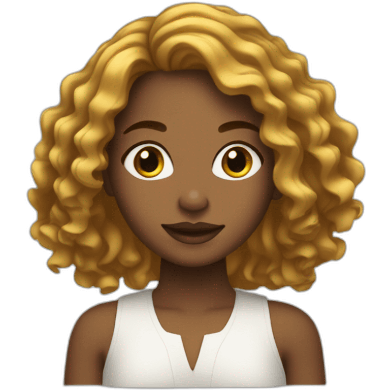 guyanese girl with highlighted wavy hair emoji