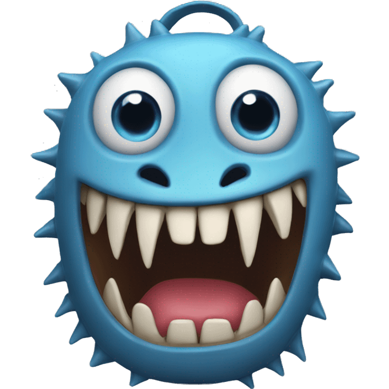 Blue eyed creature with sharp teeth backpack emoji