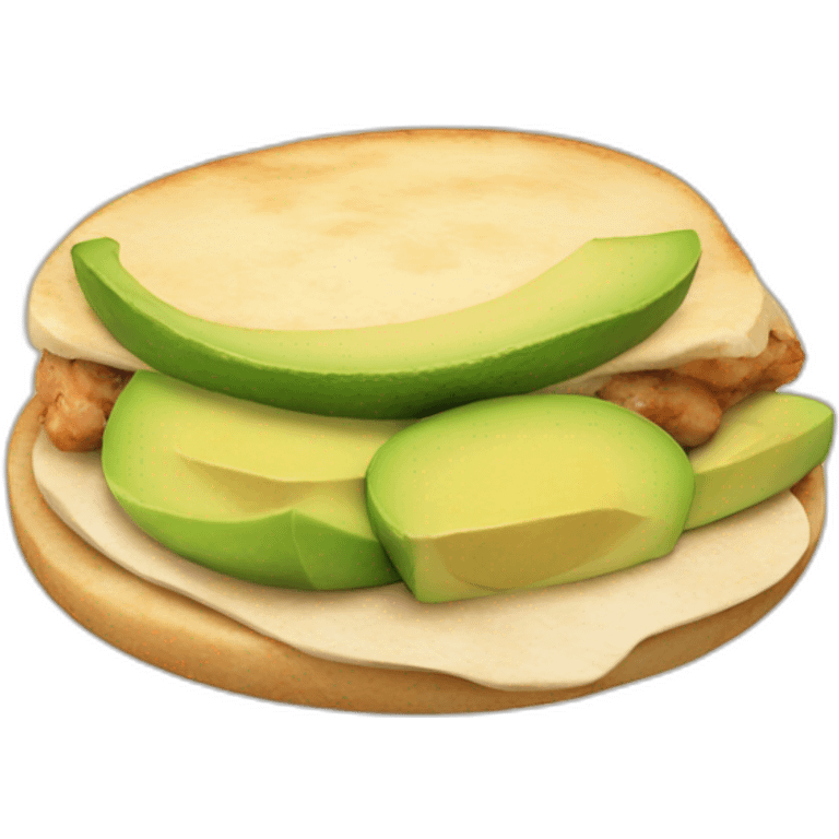 Arepa with avocado and chicken emoji