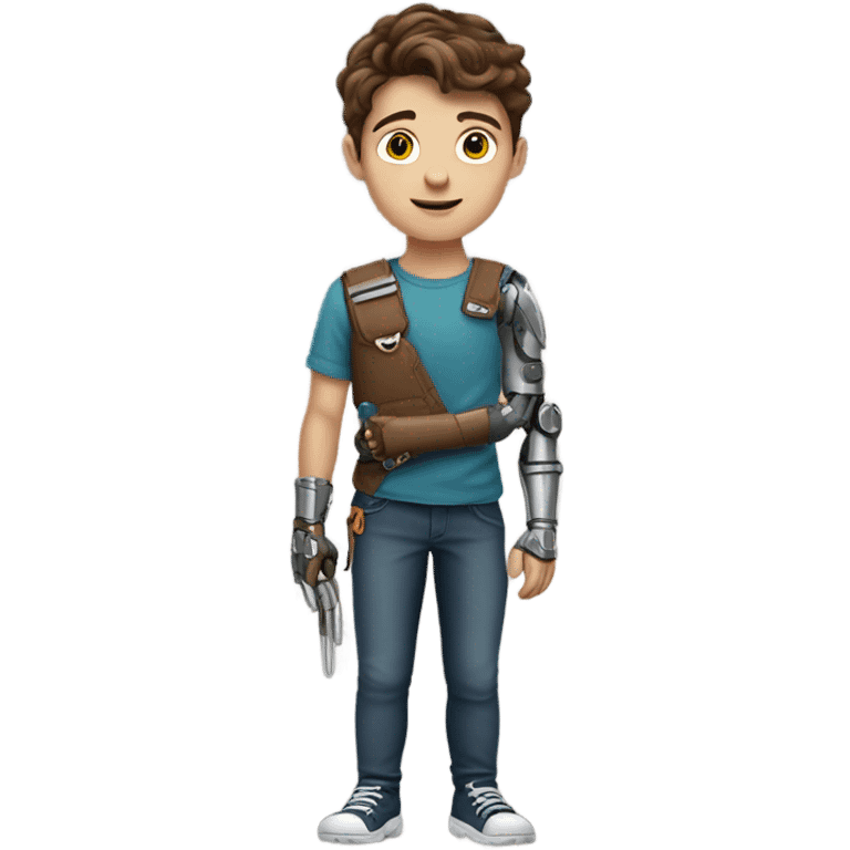 realistic brown haired boy metal arm emoji