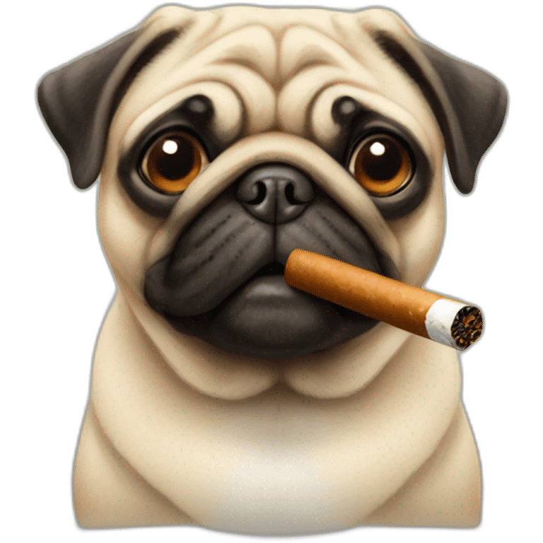 pug sosteniendo un cigarro emoji