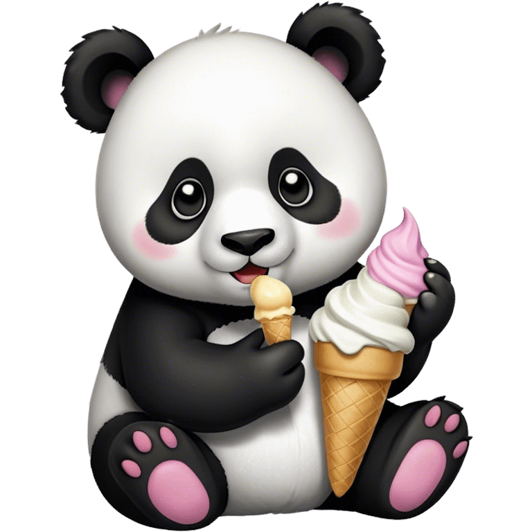 Panda eating ice cream emoji