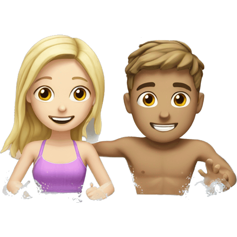 white boy and white girl sitting in pool with water splash emoji