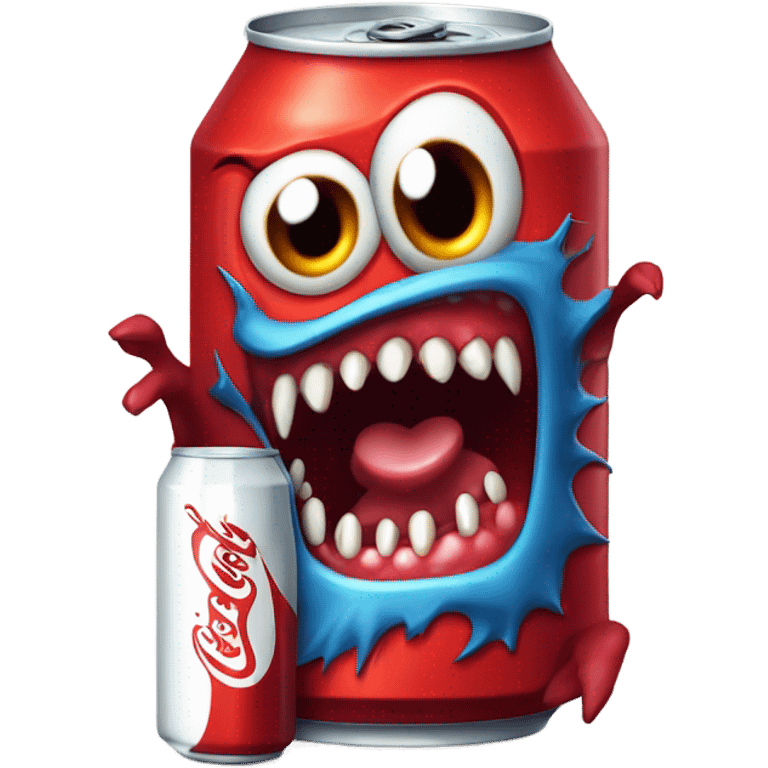 Monster eats Coca-Cola emoji