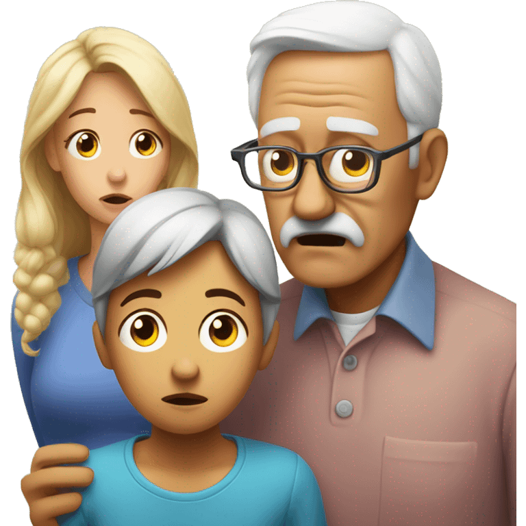 concerned family looks at grandpa  emoji