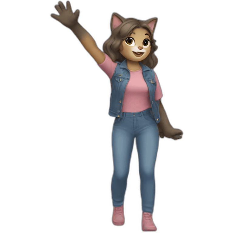 cat girl waving emoji