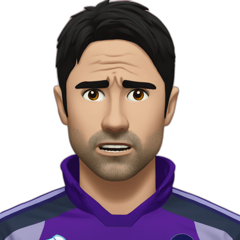 Mikel Arteta crying sobbing scared tears emoji