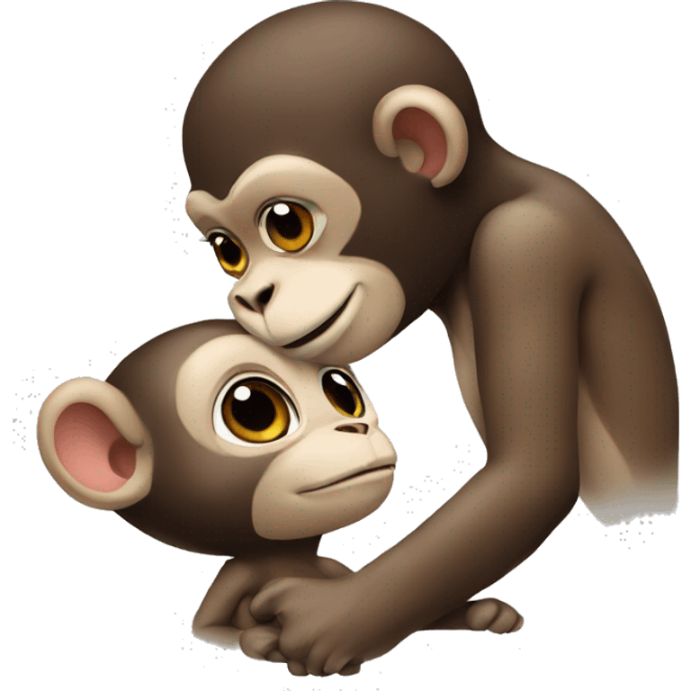 monkey and cat kissing  emoji