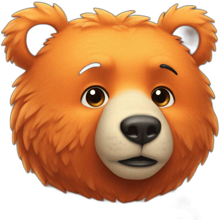 orange bear with tiny black top and blue eyelash emoji