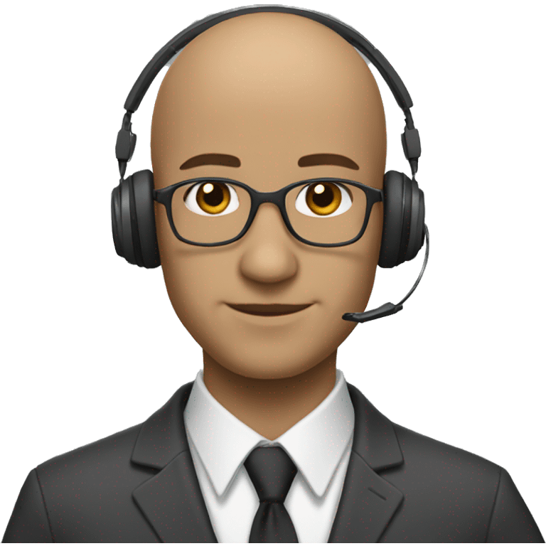 Light skinned bald Teacher wearing headphones and tie emoji