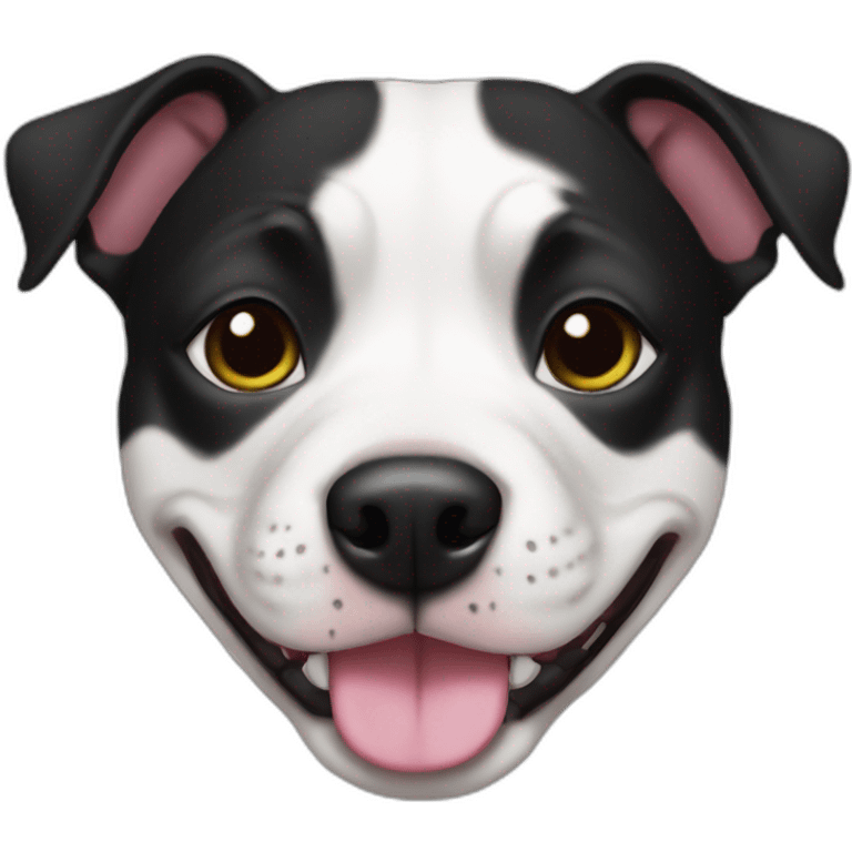 Black white Staffy smile female emoji