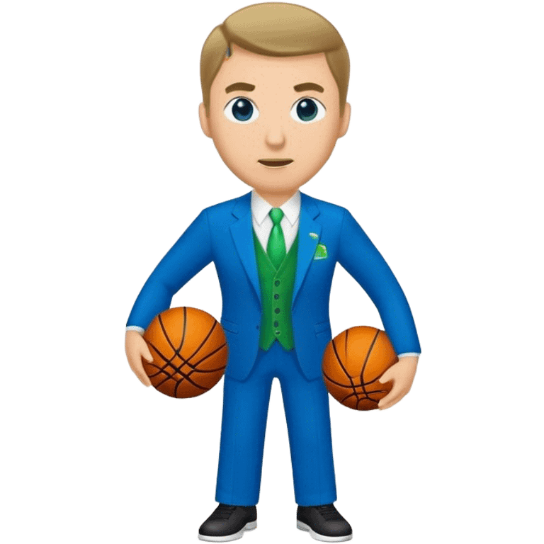 Caucasian Basketball coach wearing blue and green suit emoji