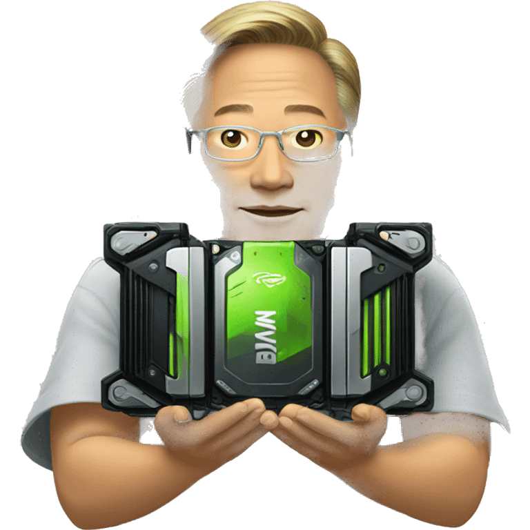 jensen huang holding nvidia gpu with both hands emoji